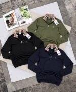 Men's Burberry Vintage Check Collar Quarter-Zip Jumper Collection