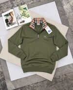 Men's Burberry Vintage Check Collar Quarter-Zip Jumper Collection - Image 4