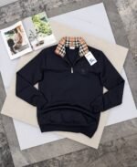 Men's Burberry Vintage Check Collar Quarter-Zip Jumper Collection - Image 3