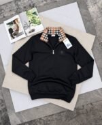 Men's Burberry Vintage Check Collar Quarter-Zip Jumper Collection - Image 2