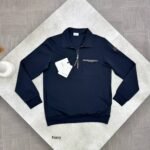 Men's Moncler Leather Logo Half-Zip Sweatshirt Collection - Image 8